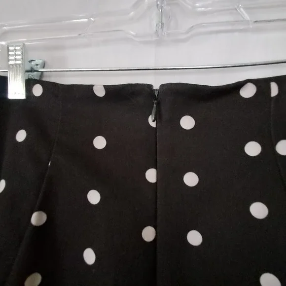 WORTHINGTON Black White Polka Dot Pencil Skirt Kick Pleat Knee Length Corpcore 4 - Picture 4 of 6
